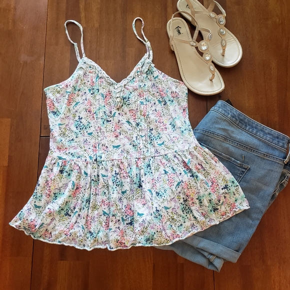 LC Lauren Conrad Tops - LC Lauren Conrad Multi-Colored Floral Peplum Top